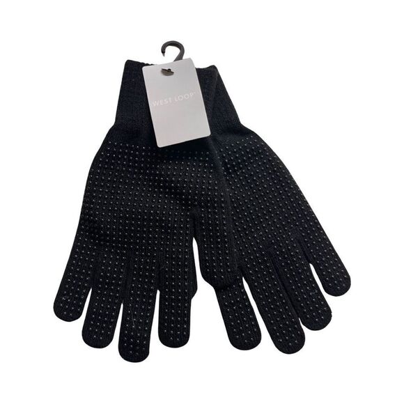 West Loop Women’s Black Gripper Knit Gloves OSFM - NWT - Picture 1 of 6